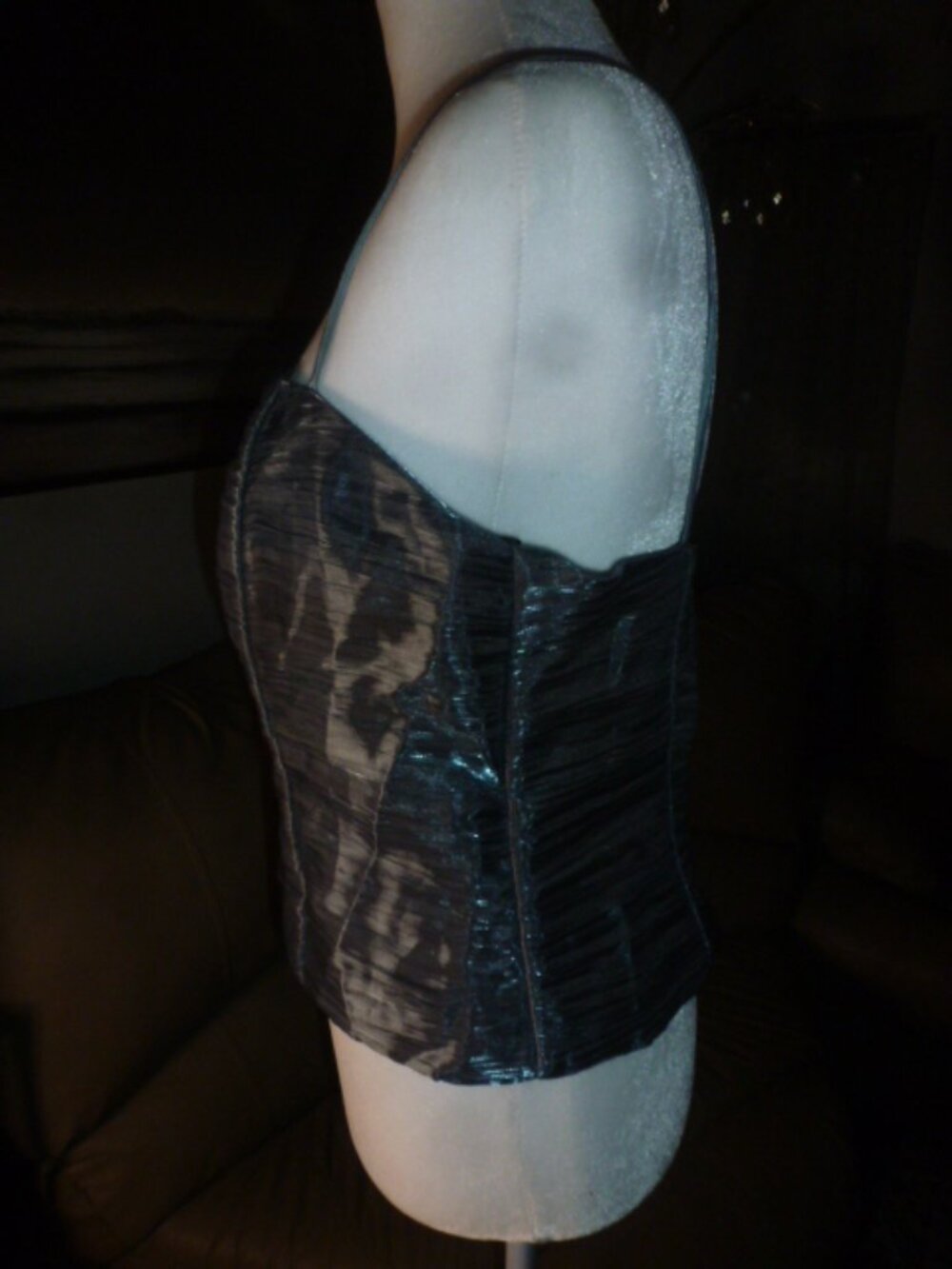 ✨ J.R. Nites by Caliendo Silver Corset Top | Size 8 | Sparkly Spaghetti Strap